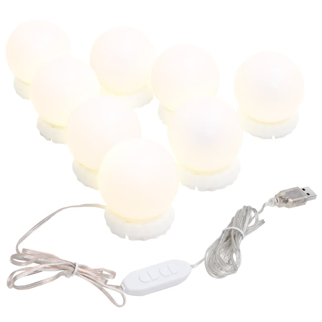 Mirror light with 8 LED bulbs warm white and cool white