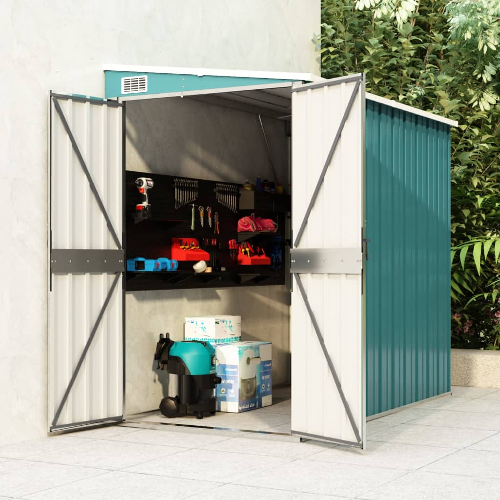 Wall-mounted tool shed Green 118x194x178 cm Galvanized steel