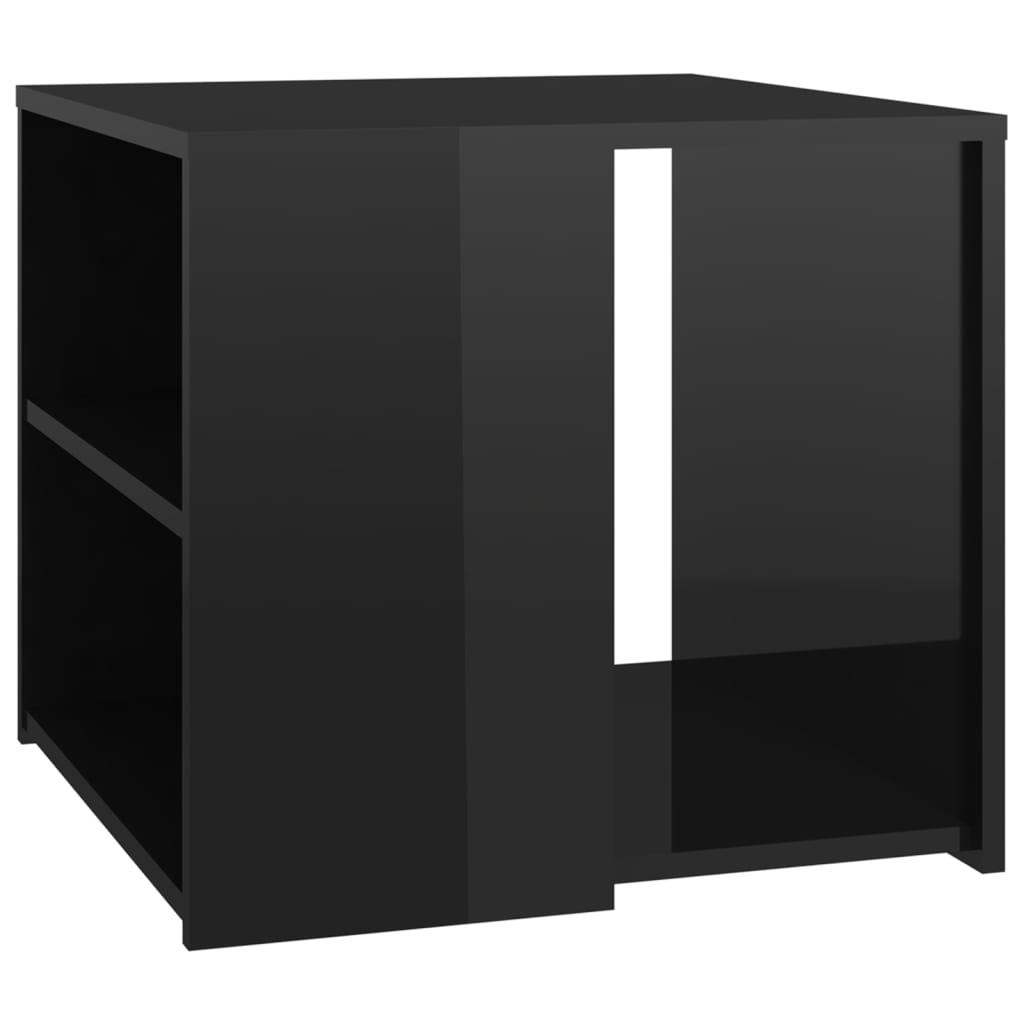 Side table high-gloss black 50x50x45 cm made of wood