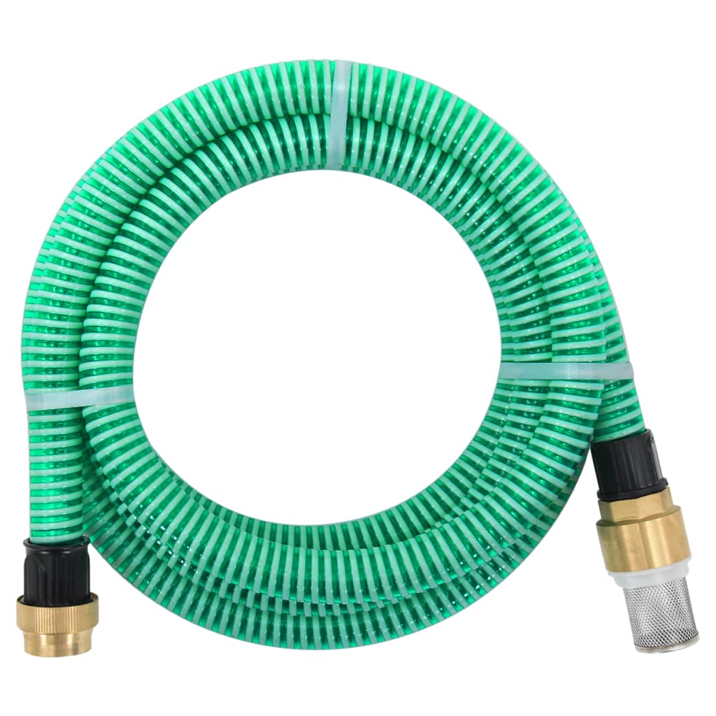 Suction hose with brass connections 5 m 25 mm green