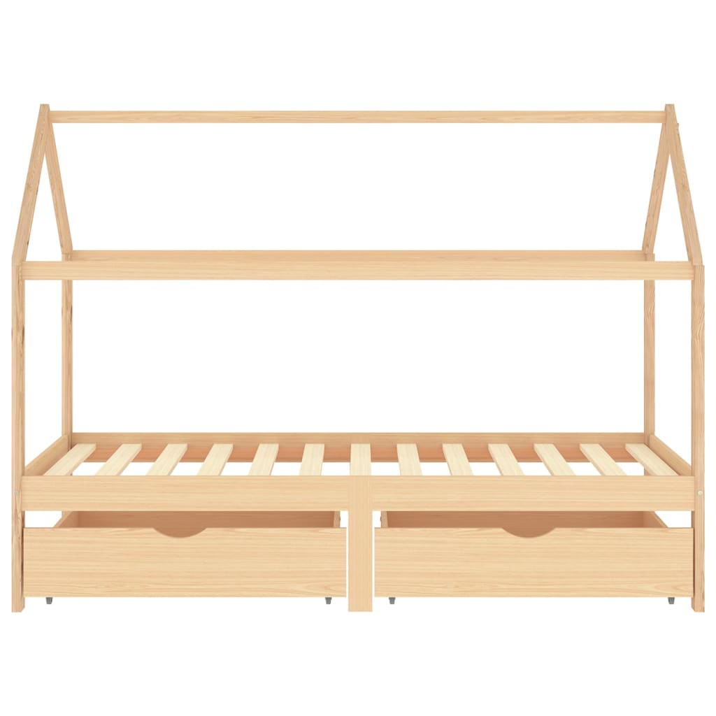 Children's bed with drawers solid pine wood 90x200 cm
