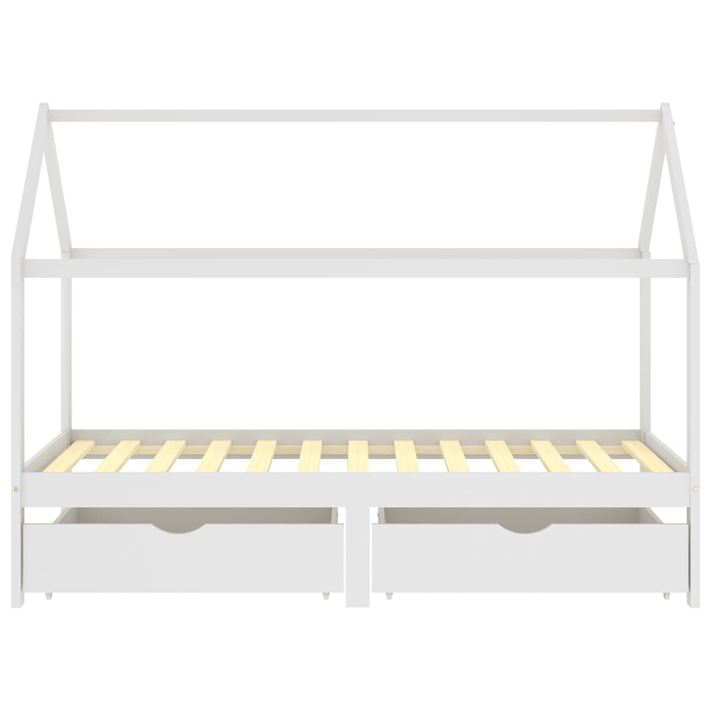 Children's bed with drawers white solid pine wood 90x200 cm