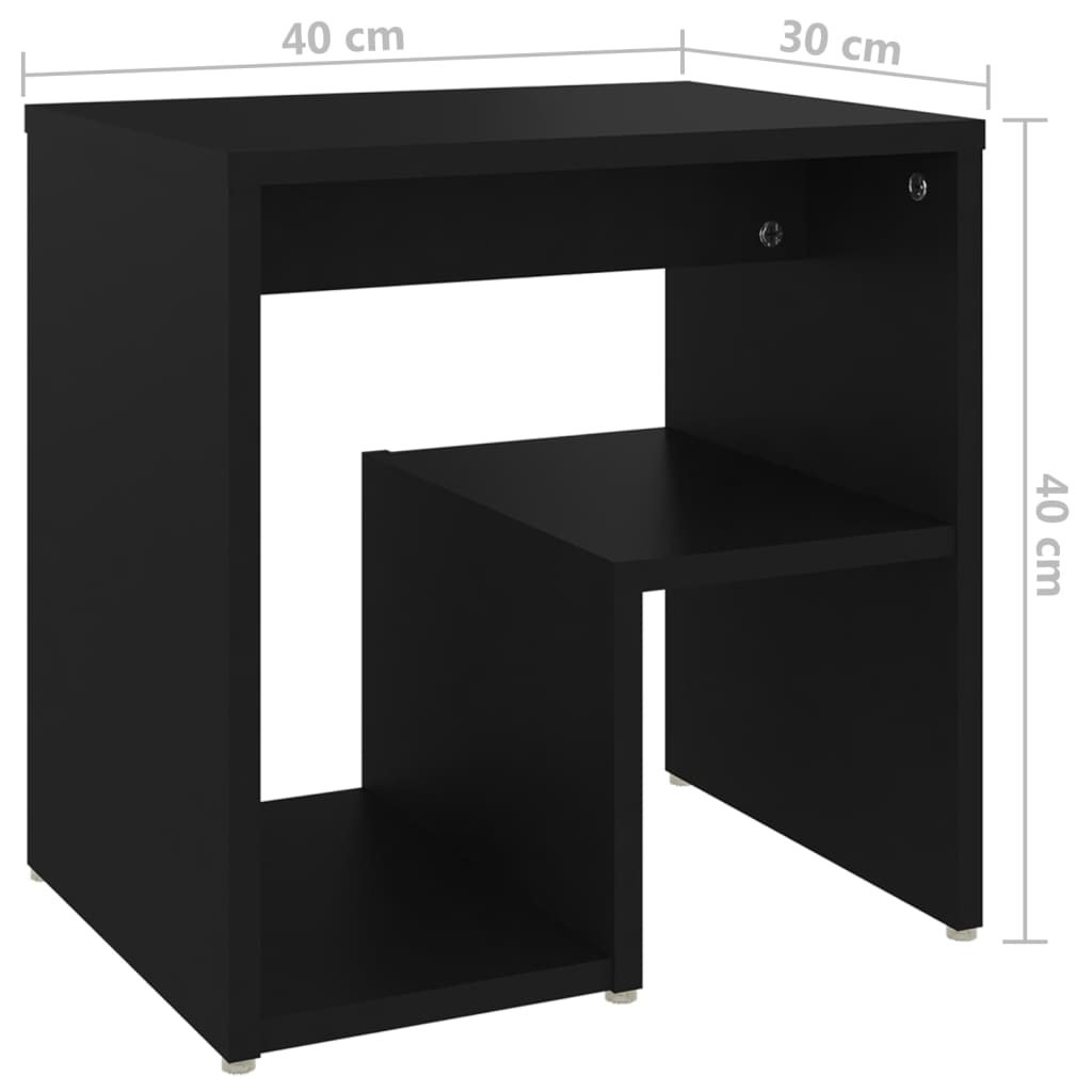 Bedside tables 2 pcs. Black 40x30x40 cm made of wood