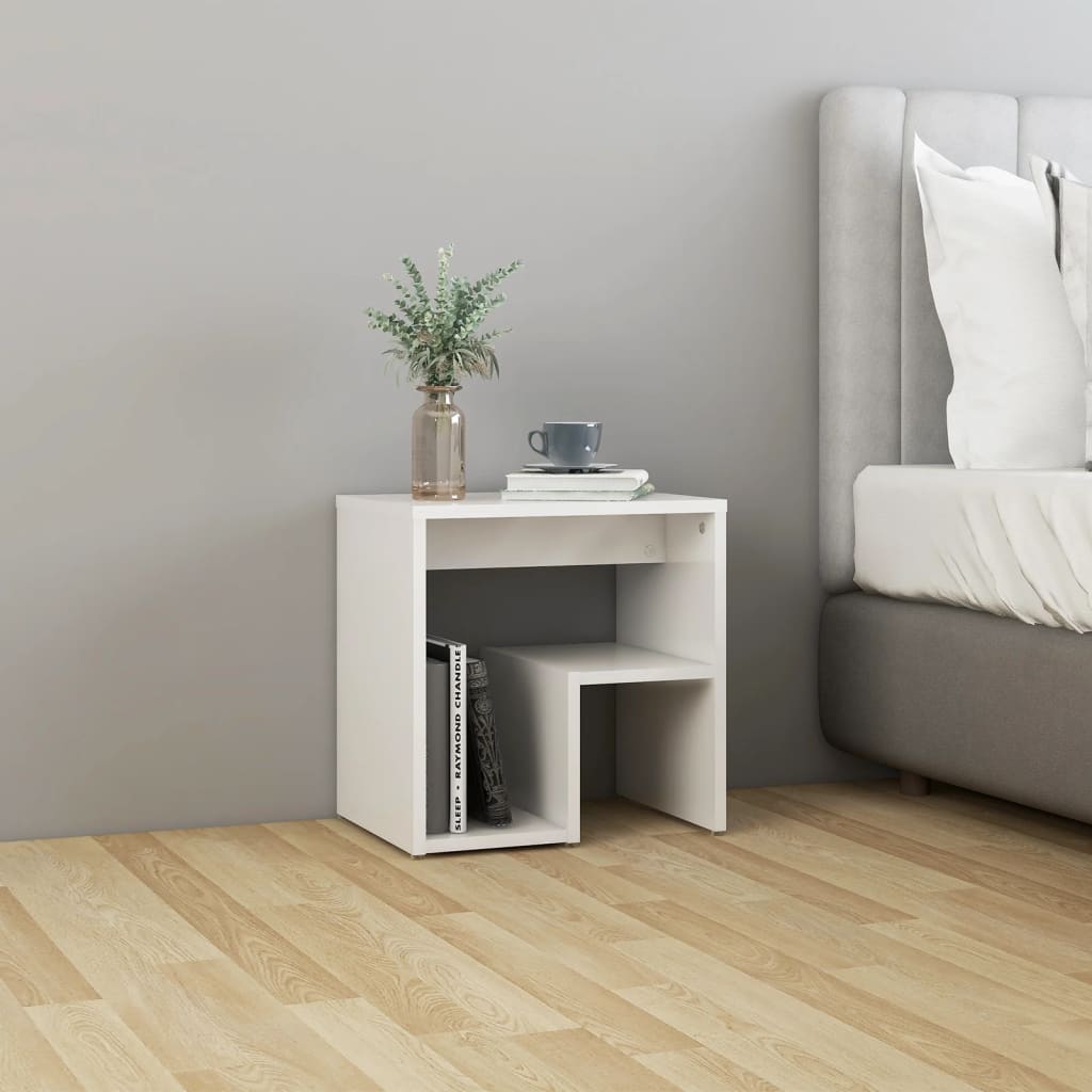 Bedside tables 2 pcs. high-gloss white 40x30x40 cm made of wood