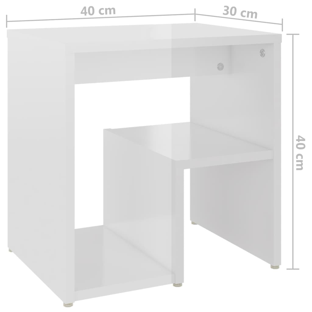 Bedside tables 2 pcs. high-gloss white 40x30x40 cm made of wood