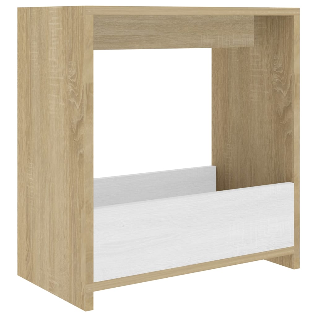 Beistelltisch Weiß und Sonoma-Eiche 50x26x50 cm Holzwerkstoff