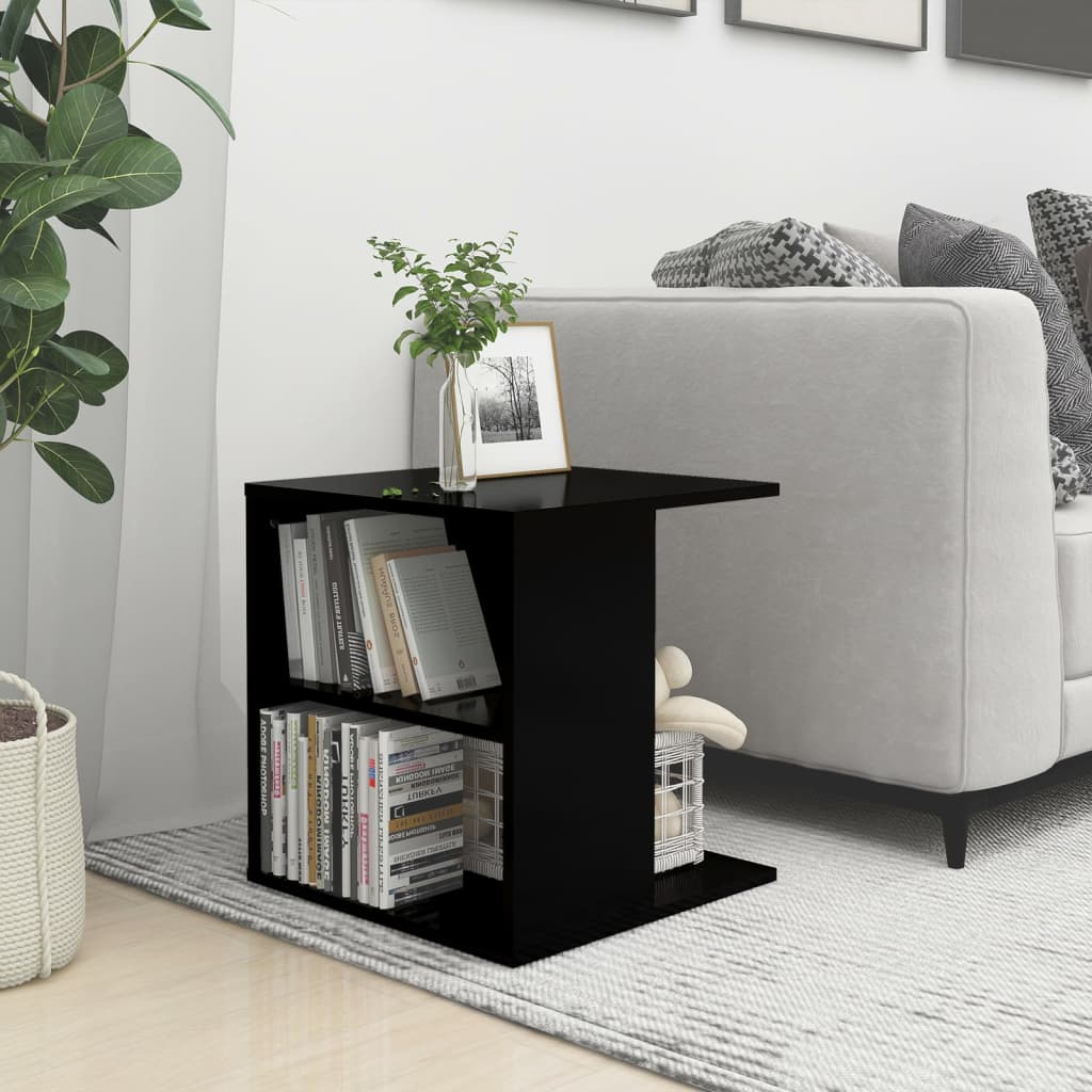 Side table high-gloss black 45x45x48 cm made of wood