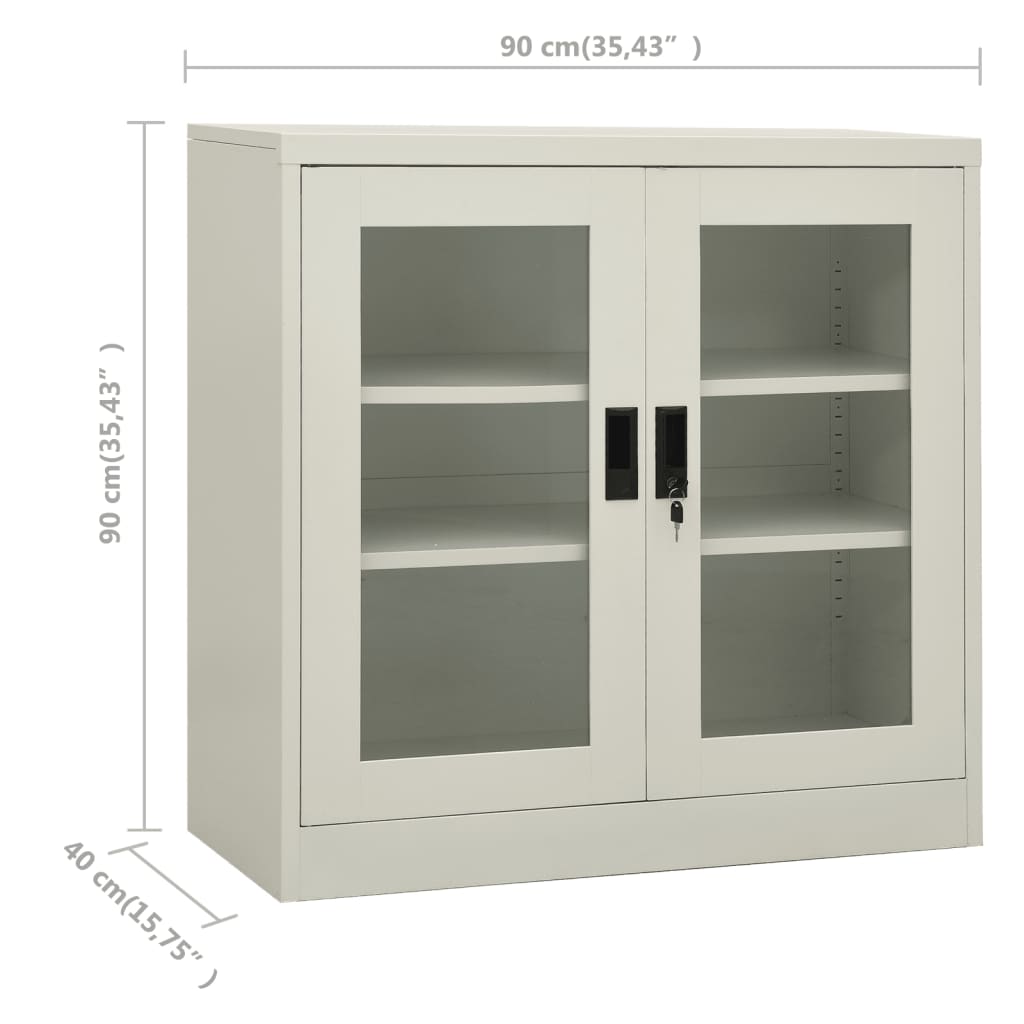Office cupboard light gray 90x40x90 cm steel