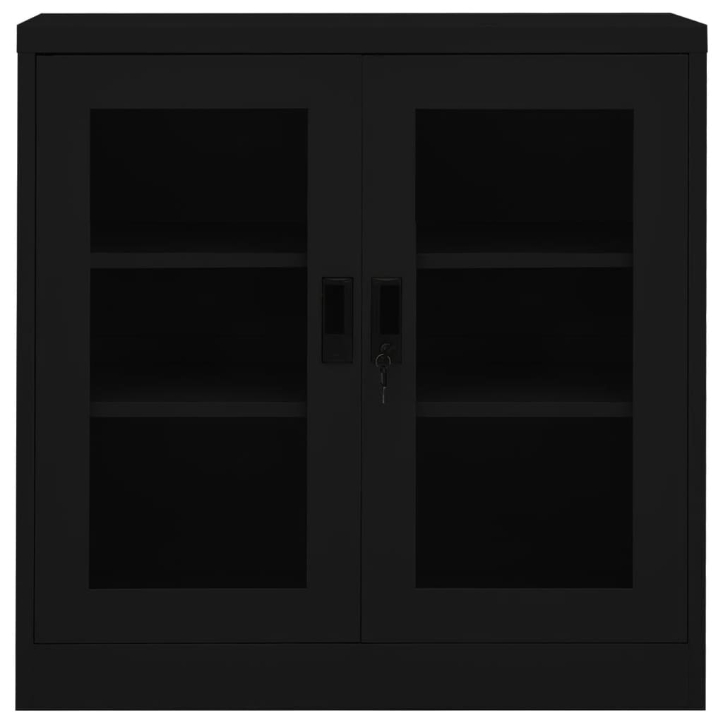Office cabinet black 90x40x90 cm steel