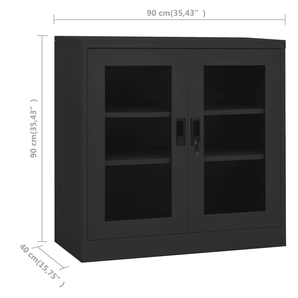 Office cabinet anthracite 90x40x90 cm steel