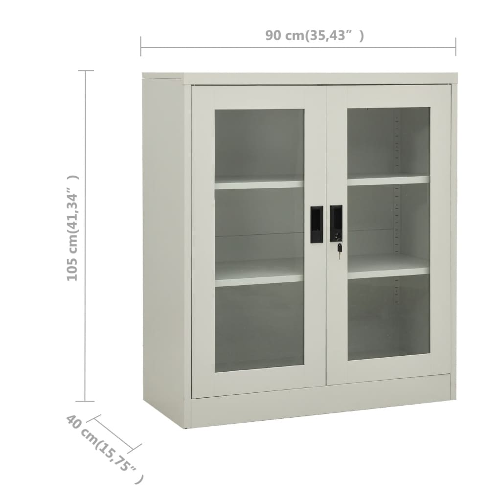 Office cupboard light gray 90x40x105 cm steel