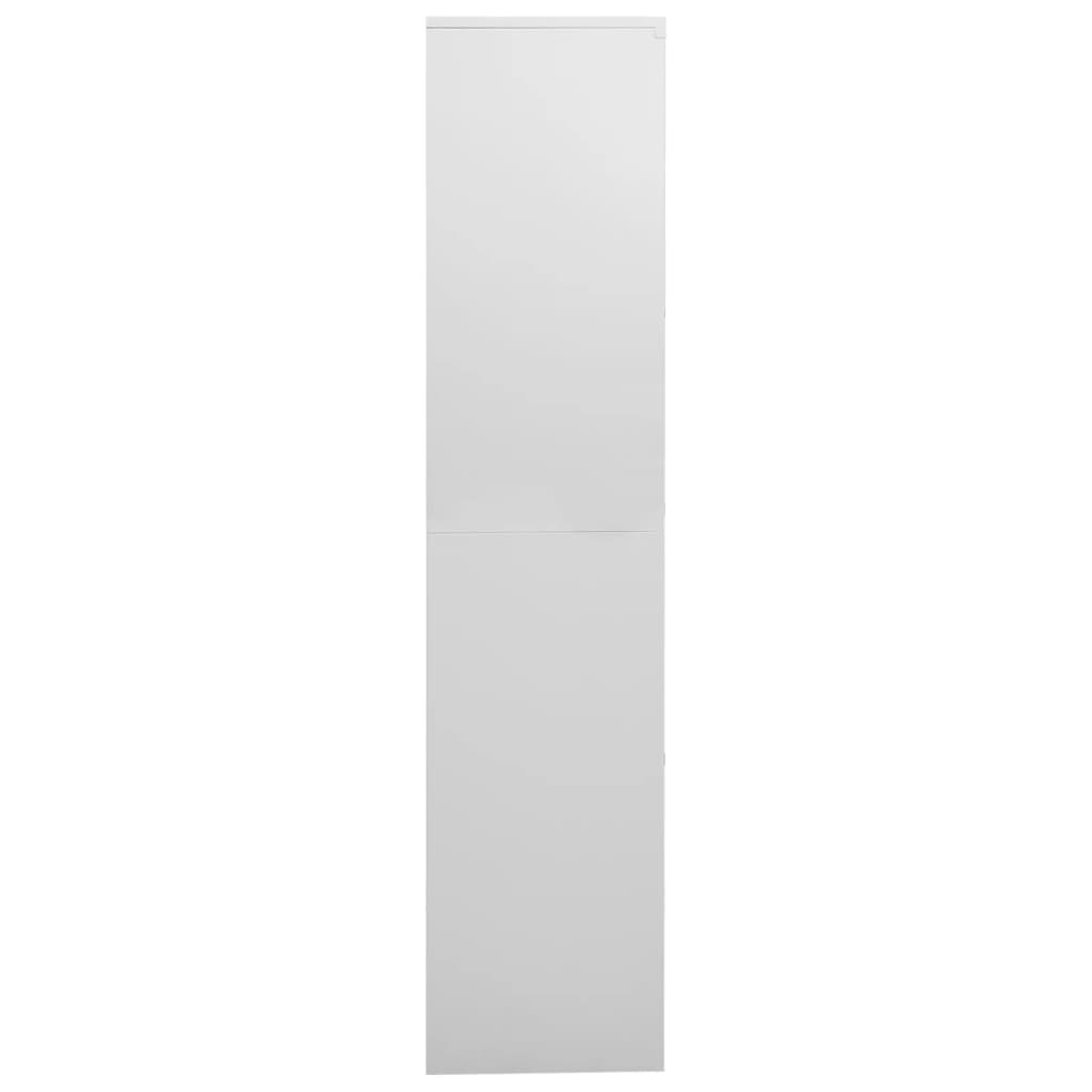 Office cabinet light gray 90x40x180 cm steel and tempered glass