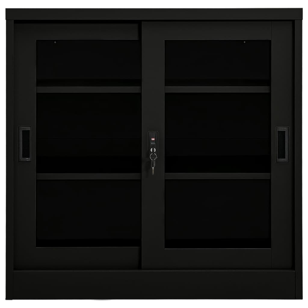Cabinet with sliding door black 90x40x90 cm steel