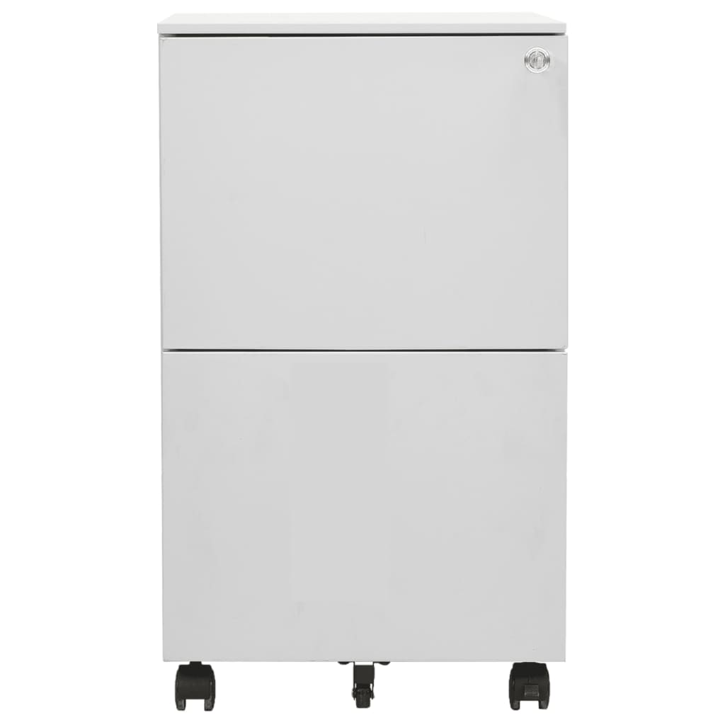 Filing cabinet with wheels light gray 39x45x67 cm steel