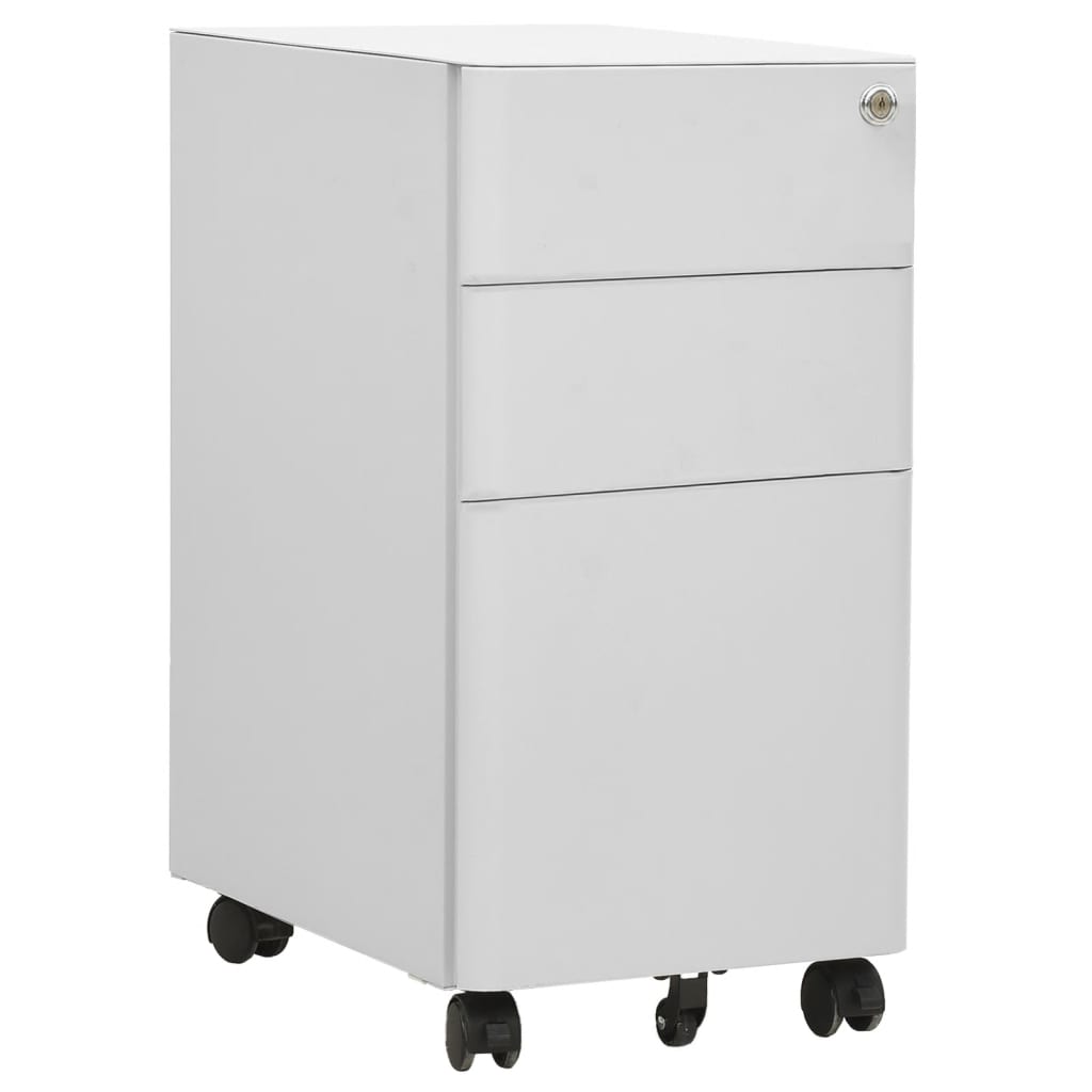 Filing cabinet with wheels light gray 30x45x59 cm steel