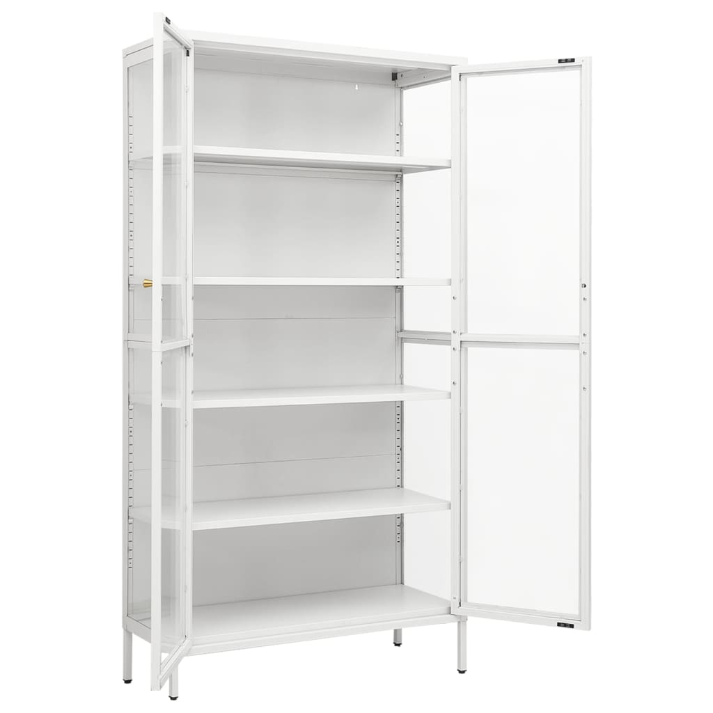 Display cabinet white 90x40x180 cm steel and tempered glass