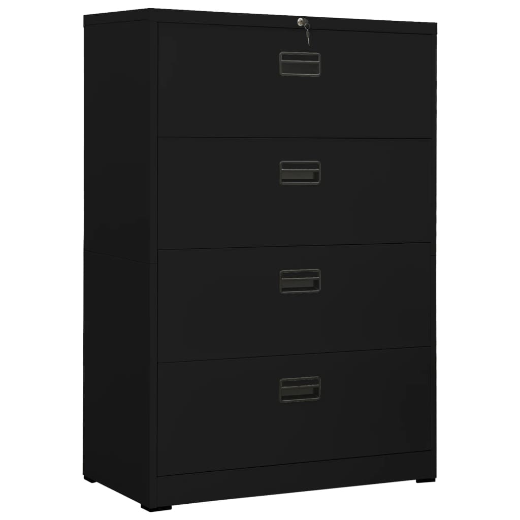Filing cabinet black 90x46x134 cm steel