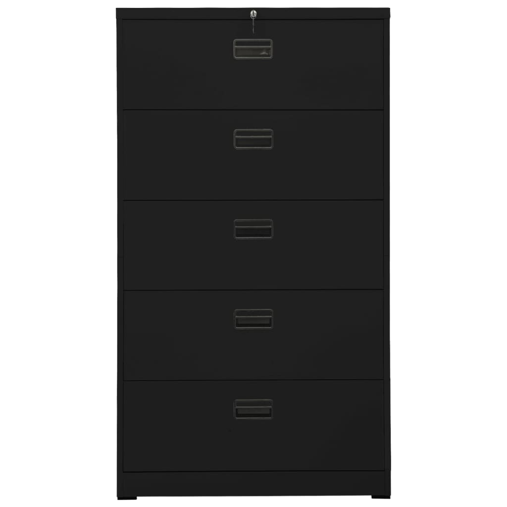 Filing cabinet black 90x46x164 cm steel