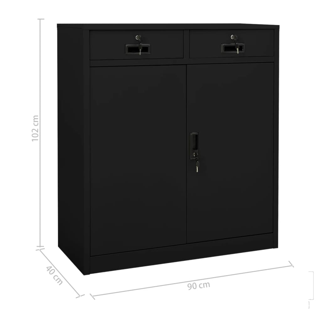 Büroschrank Schwarz 90x40x102 cm Stahl