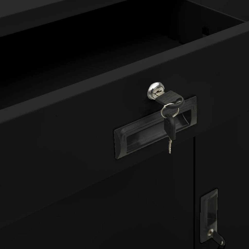 Office cabinet black 90x40x102 cm steel