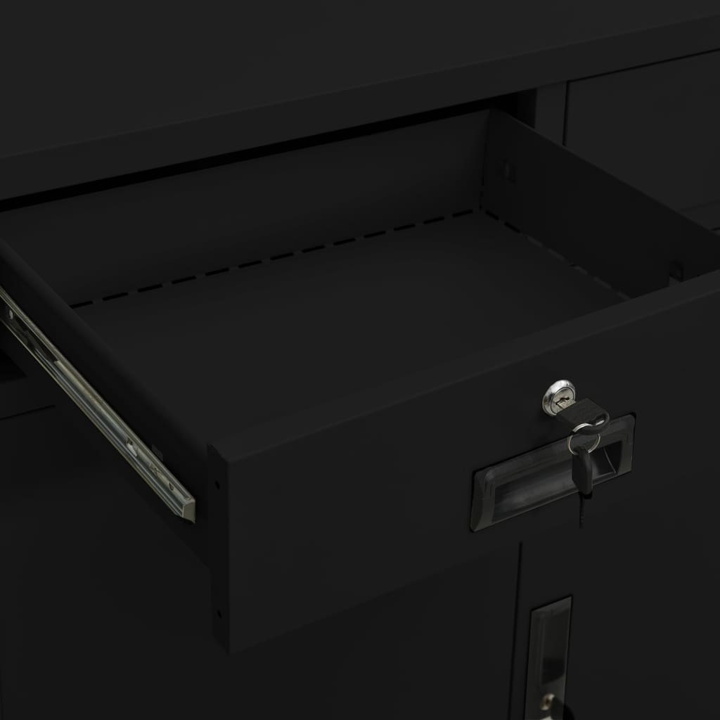 Büroschrank Schwarz 90x40x102 cm Stahl