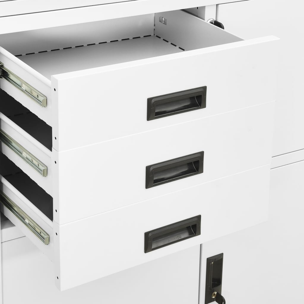 Office cabinet white 90x40x180 cm steel