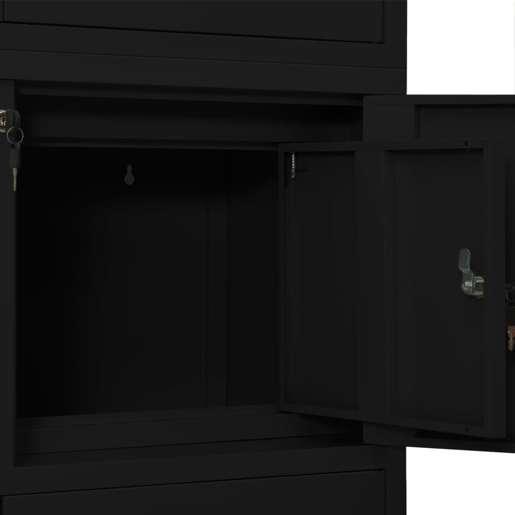 Office cabinet black 90x40x180 cm steel