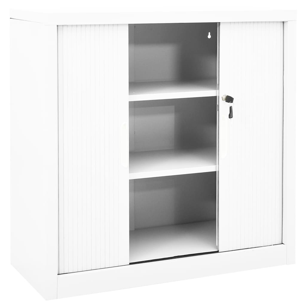 Cabinet with sliding door white 90x40x90 cm steel