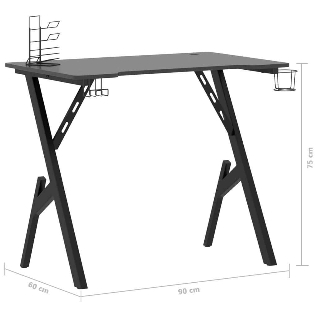Gaming-Schreibtisch mit Y-Gestell Schwarz 90x60x75 cm