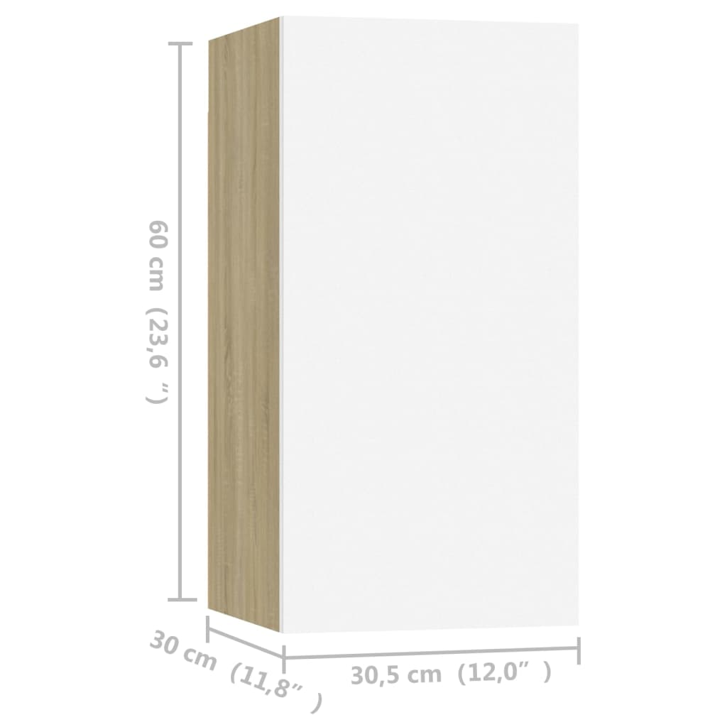 TV-Schränke 4 Stk. Weiß Sonoma-Eiche 30,5x30x60cm Holzwerkstoff