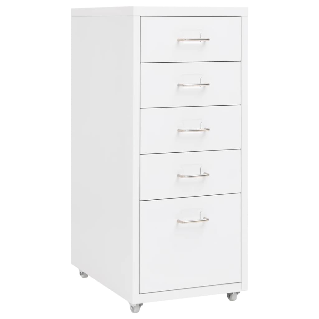 Filing cabinet with wheels white 28x41x69 cm metal