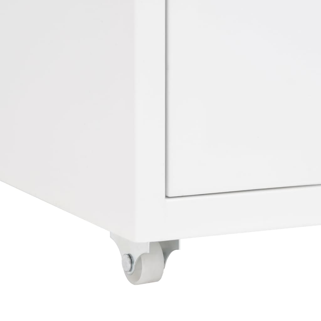 Filing cabinet with wheels white 28x41x69 cm metal
