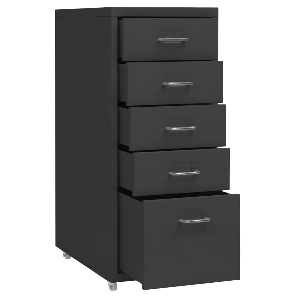 Filing cabinet with wheels anthracite 28x41x69 cm metal