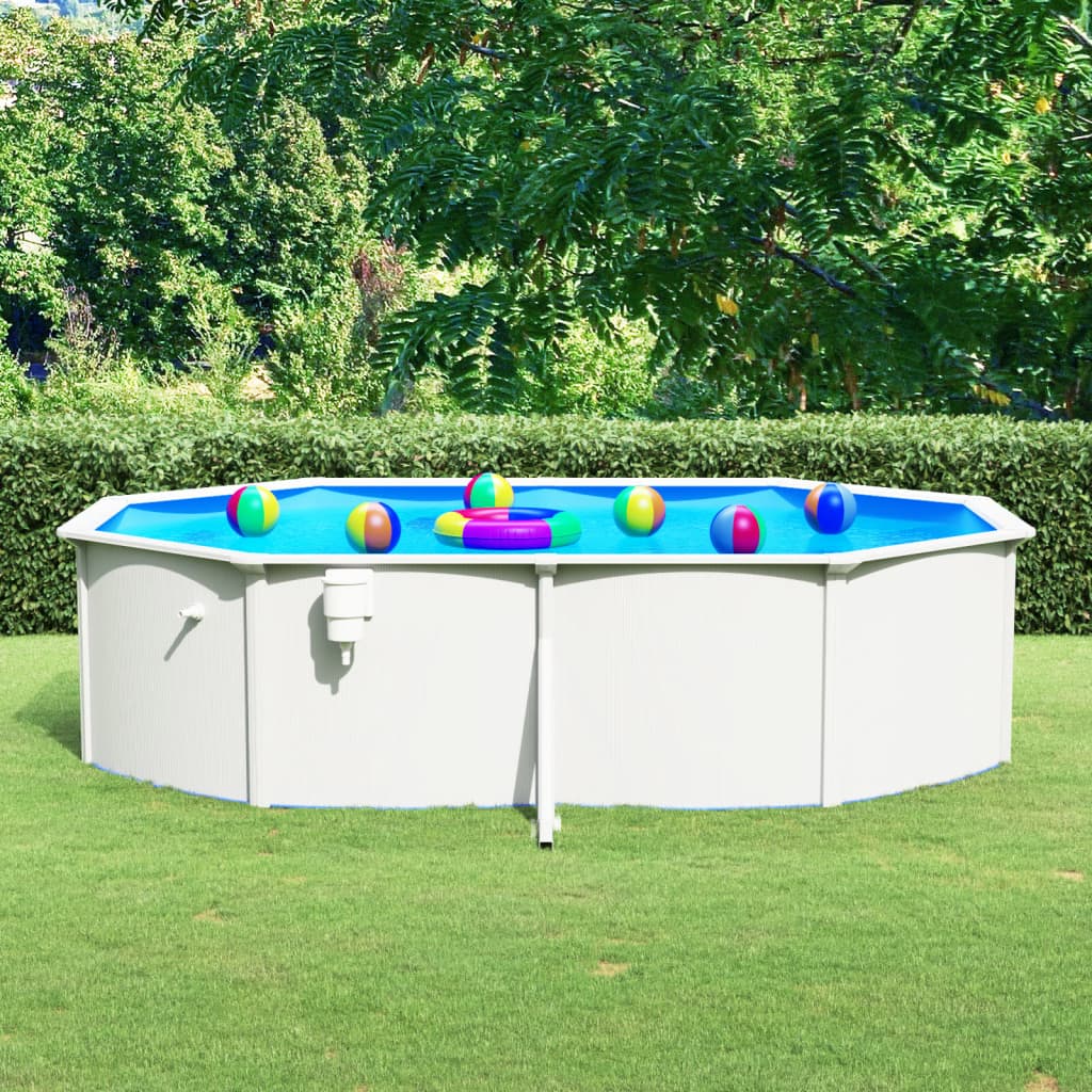 Pool with steel wall oval 490x360x120 cm white