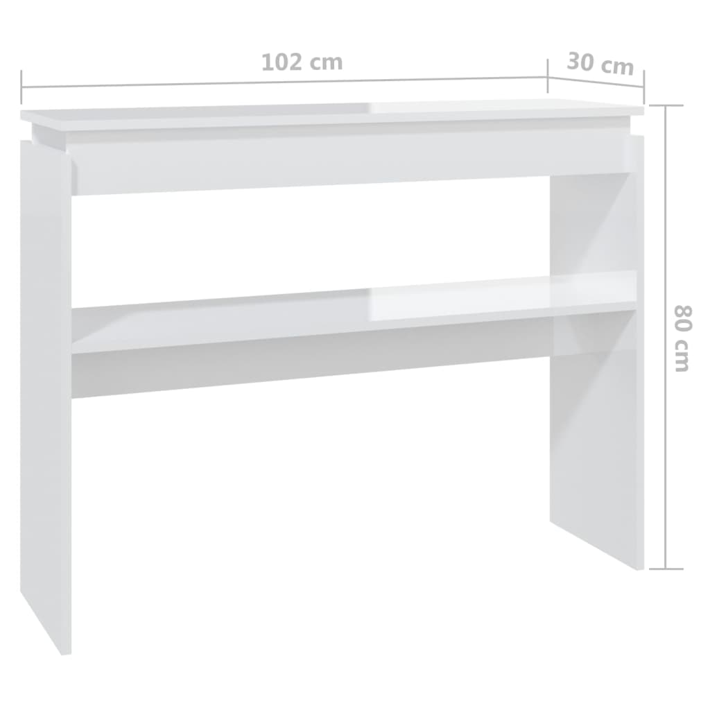 Konsolentisch Hochglanz-Weiß 102x30x80 cm Holzwerkstoff