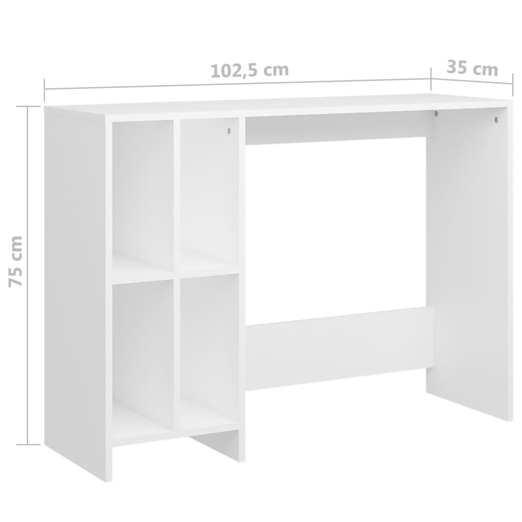 Computertisch Weiß 102,5x35x75 cm Holzwerkstoff