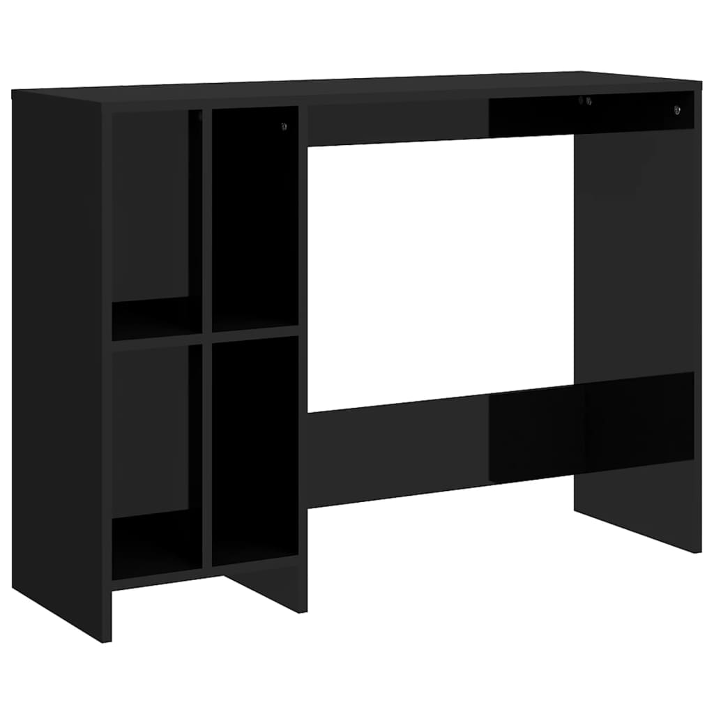 Computer table high-gloss black 102.5x35x75 cm made of wood