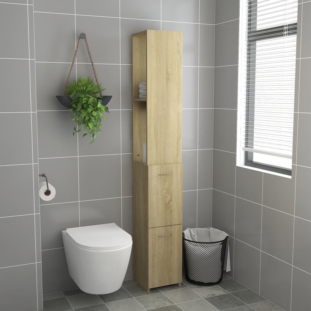 Bathroom cabinet Sonoma oak 25x26.5x170 cm wood material