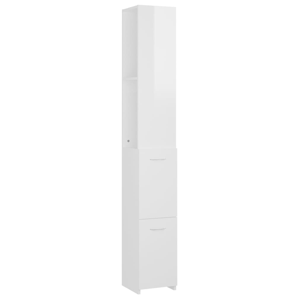 Badezimmerschrank Hochglanz-Weiß 25x25x170 cm Holzwerkstoff