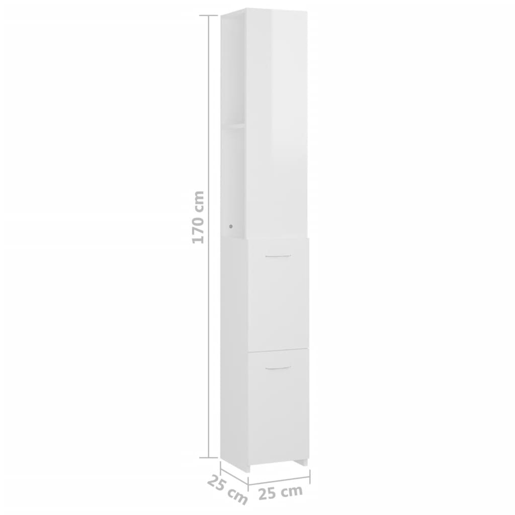 Badezimmerschrank Hochglanz-Weiß 25x25x170 cm Holzwerkstoff