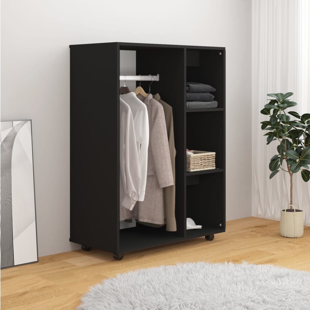 Black wardrobe 80x40x110 cm made of wood