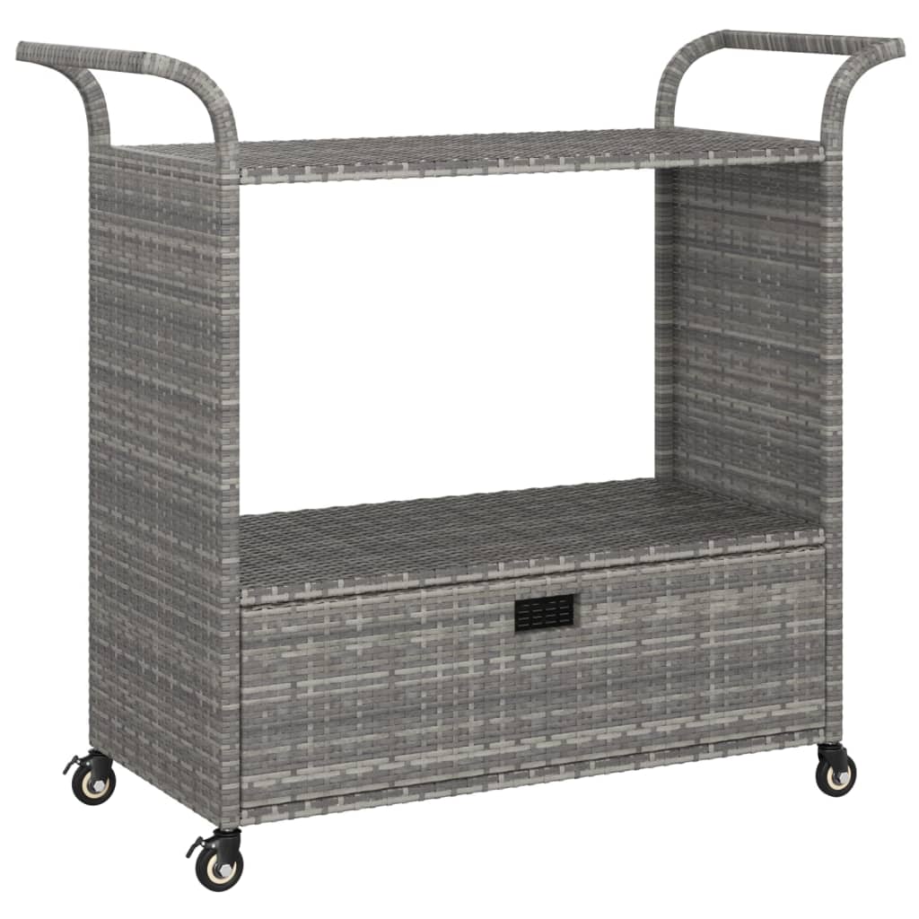 Barwagen mit Schublade Grau 100x45x97 cm Poly Rattan