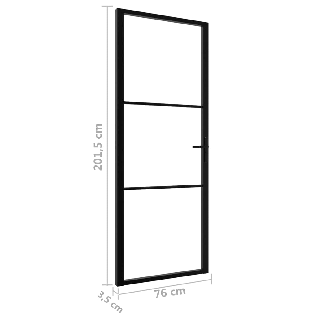 Interior door ESG glass and aluminum 76x201.5 cm black