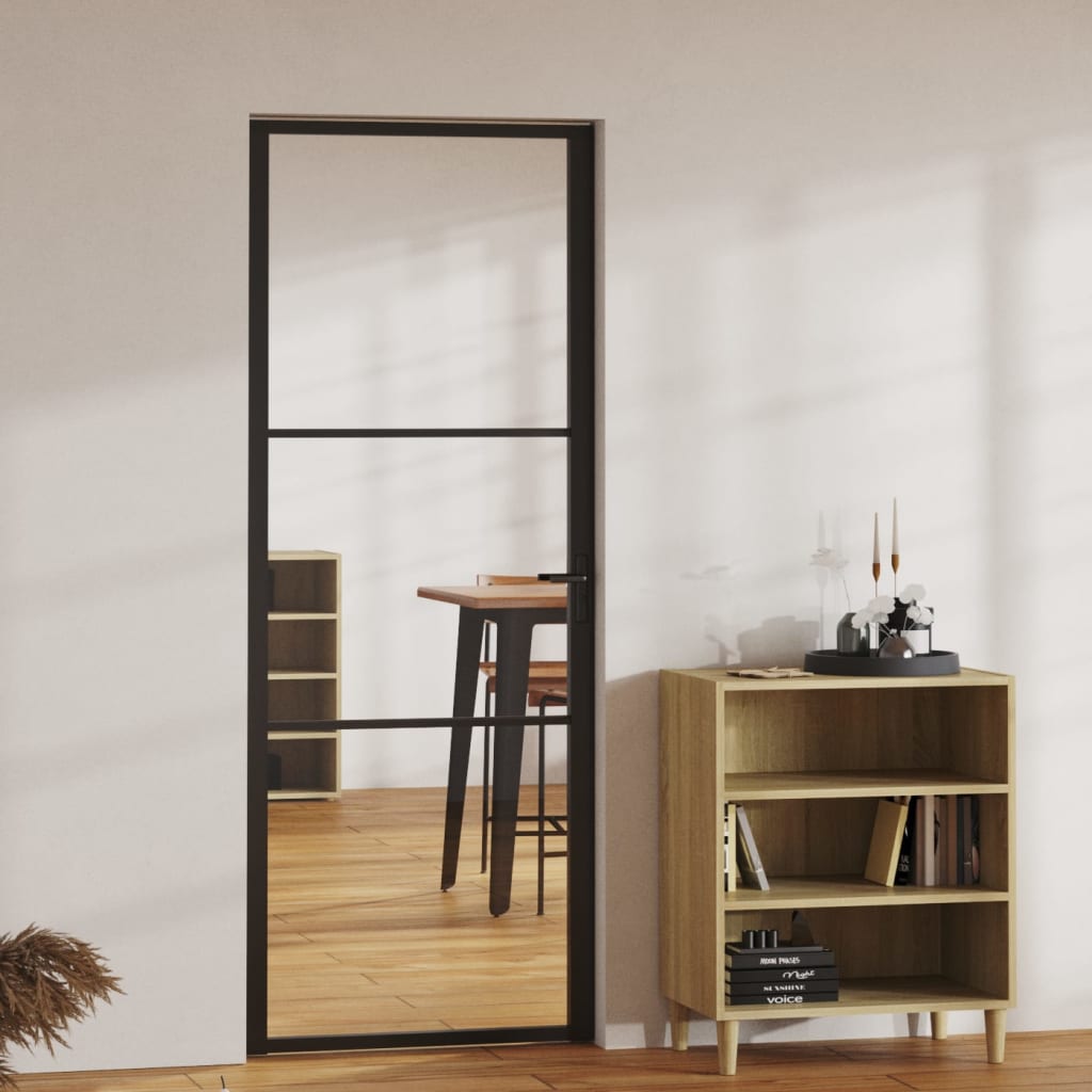 Interior door ESG glass and aluminum 76x201.5 cm black