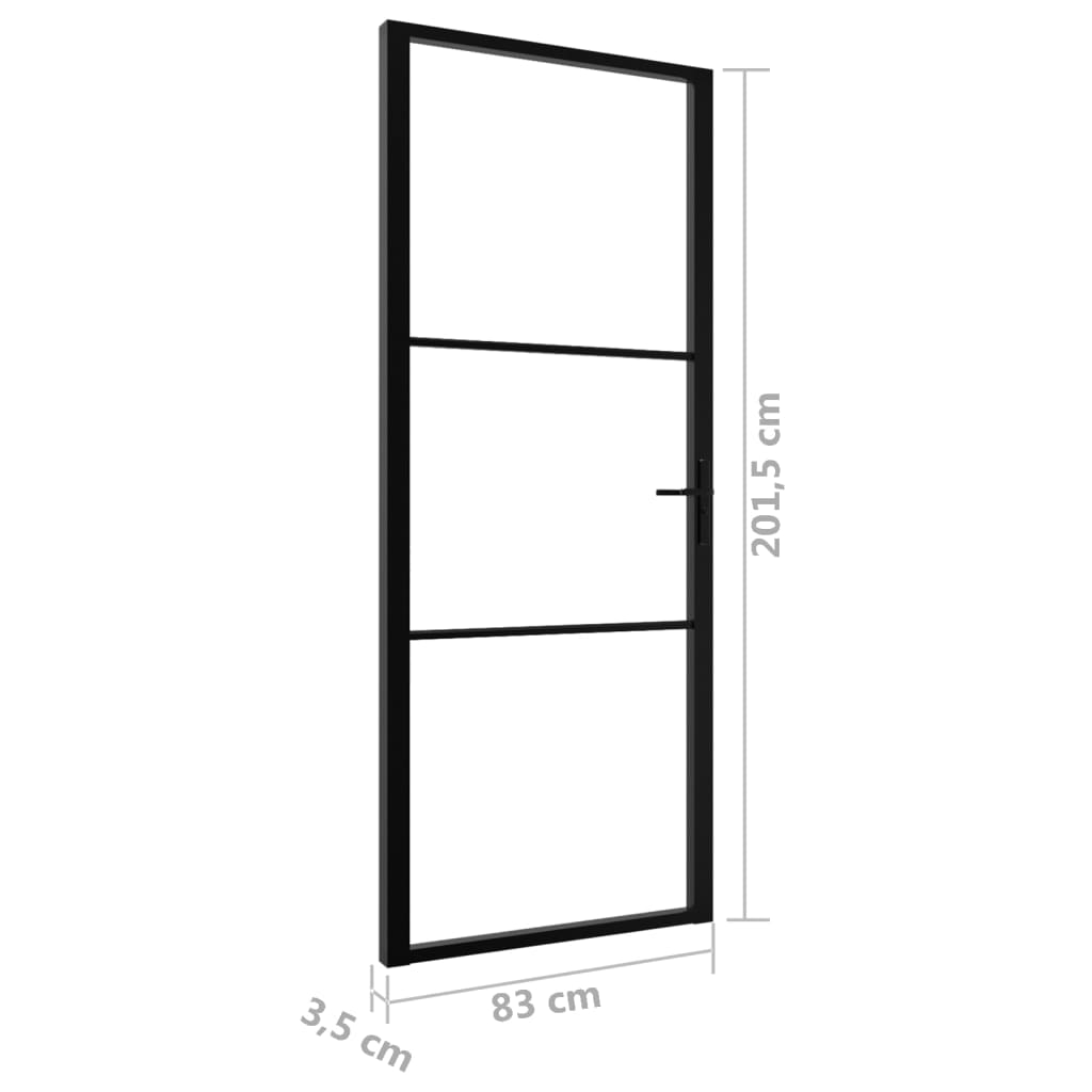 Interior door ESG glass and aluminum 83x201.5 cm black