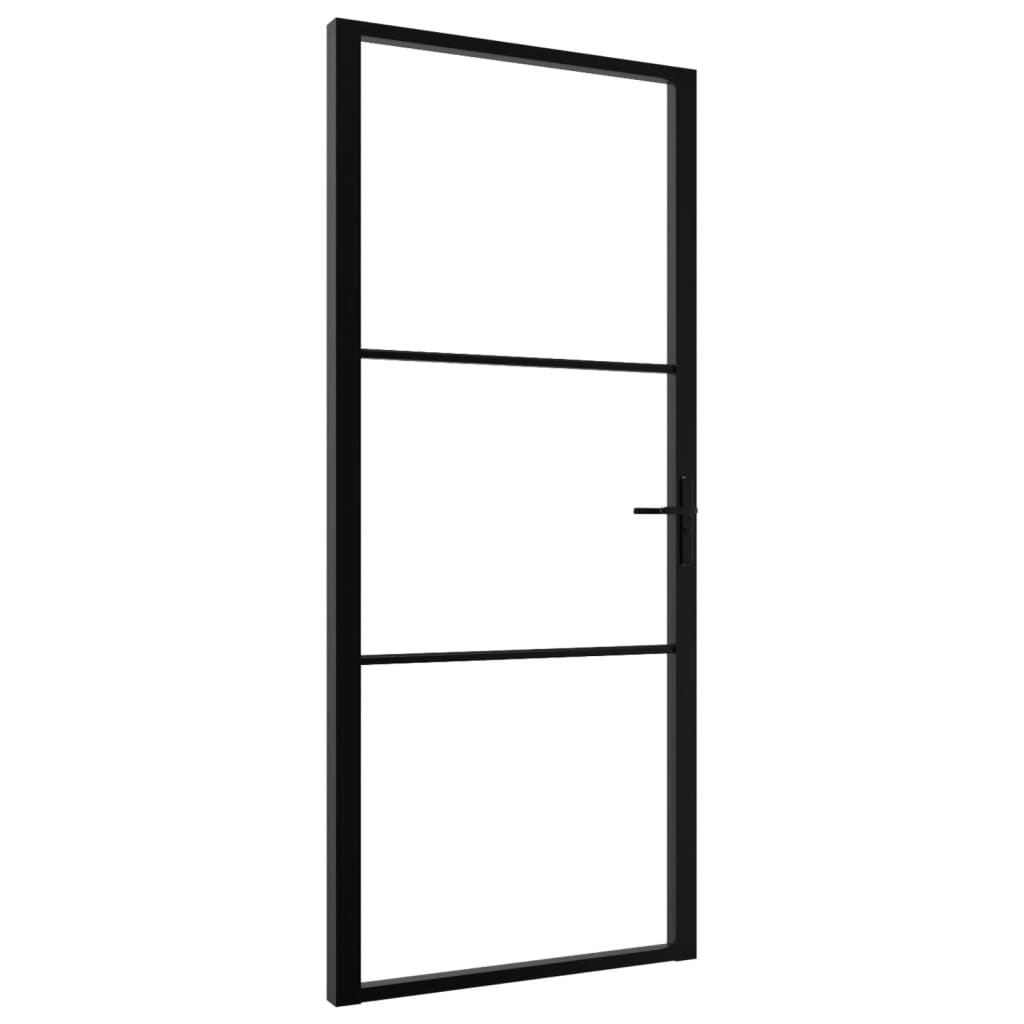 Interior door ESG glass and aluminum 102.5x201.5 cm black