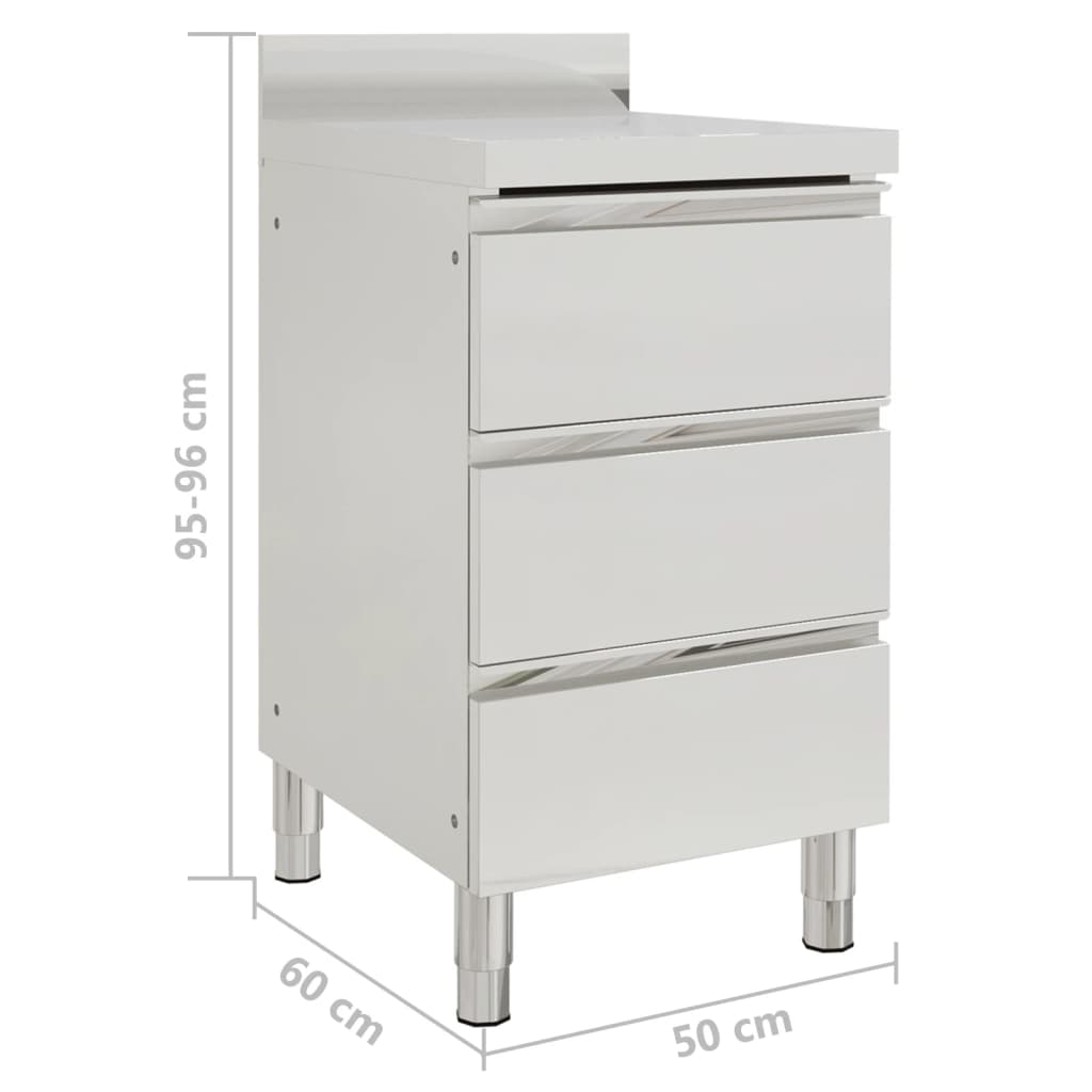 Gastro kitchen cabinets with 3 drawers 2 pieces stainless steel