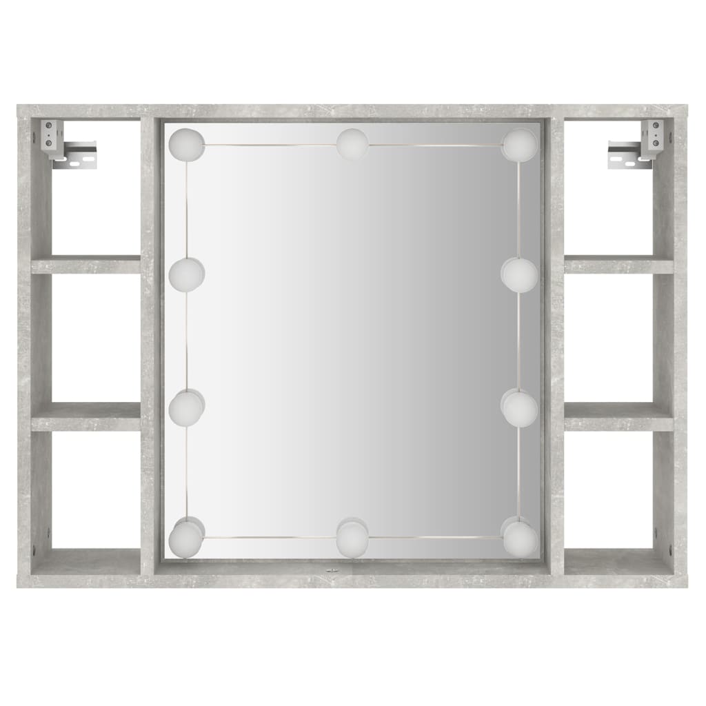 Spiegelschrank mit LED Betongrau 76x15x55 cm