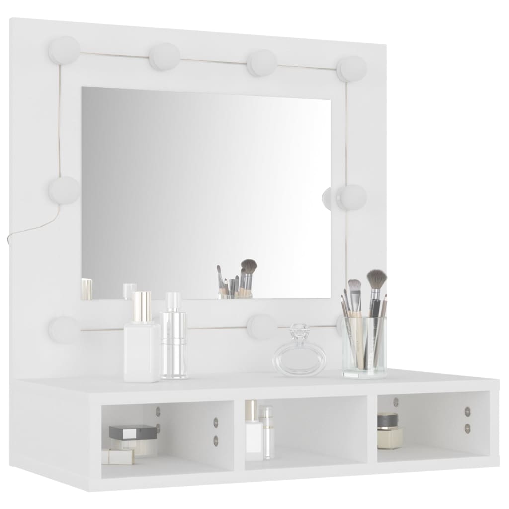 Spiegelschrank mit LED Weiß 60x31,5x62 cm