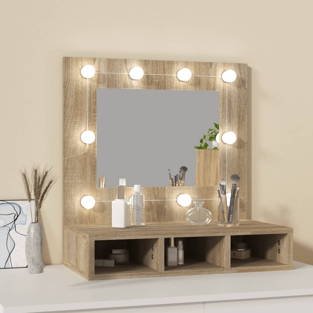 Spiegelschrank mit LED Sonoma-Eiche 60x31,5x62 cm